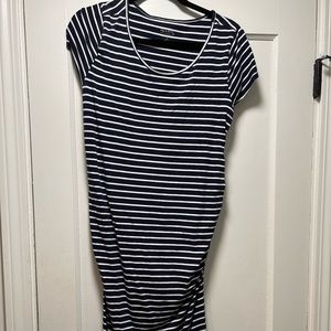 Navy and white stripped maternity dress - size L